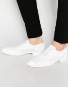 Asos Oxford Brogue Shoes In White Leather - White