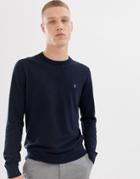 Original Penguin Icon Logo Pima Cotton Crew Neck Knit Sweater In Navy - Navy
