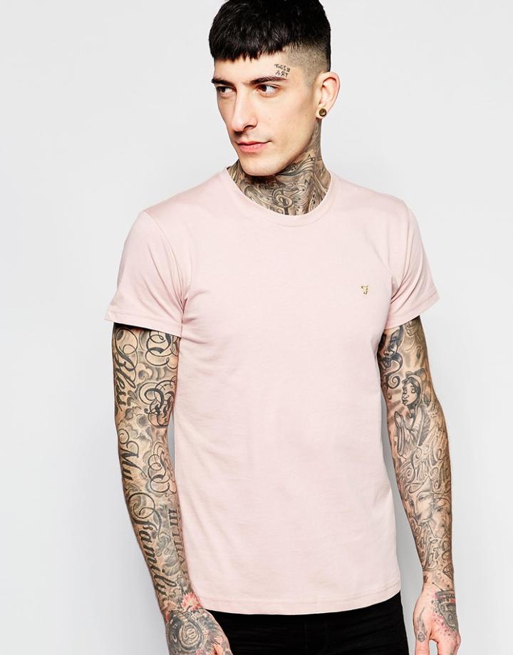 Farah T-shirt With F Logo Slim Fit Exclusive - Smokey Pink