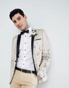 Asos Wedding Super Skinny Blazer In Cream Reversible Sequins - Cream