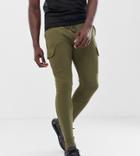 Asos Design Tall Skinny Sweatpants With Cargo Pocket In Dark Olive - Green