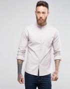 Asos Casual Skinny Oxford Shirt With Grandad Neck - Pink