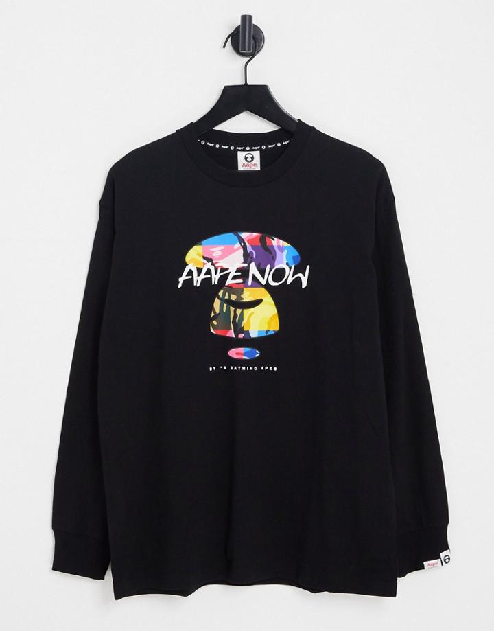 Aape By A Bathing Ape Mount Snow Camo Long Sleeve Top In Black