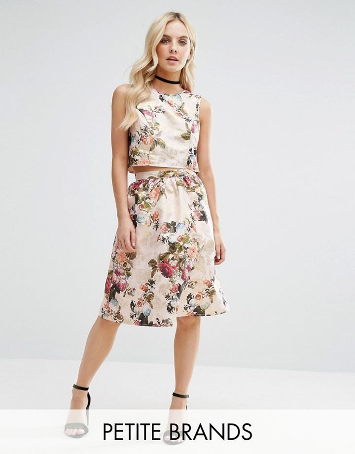 Miss Selfridge Petite Floral Jacquard Midi Skirt - Gold