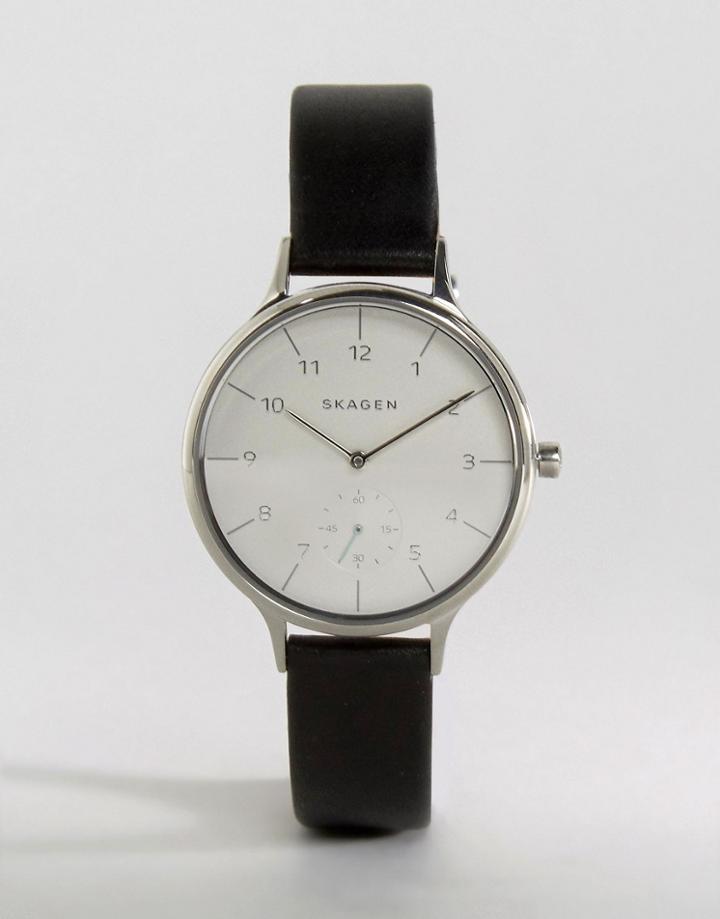 Skagen Anita Black Leather Watch Skw2415 - Black