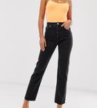 Asos Design Tall Florence Authentic Straight Leg Jeans In Washed Black - Black