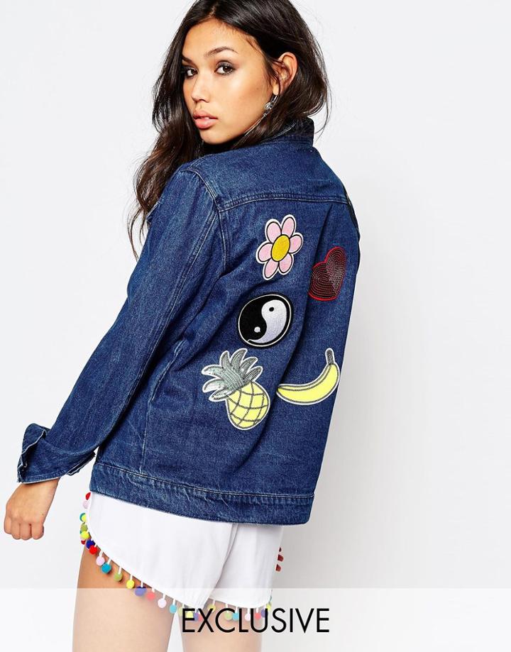Liquor & Poker Patch Denim Jacket - Blue