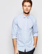 Asos Smart Shirt In Blue Texture With Long Sleeves Regular Fit - Blue