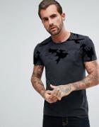 Boss Orange By Hugo Boss Timbit Camo Flock Camo Print T-shirt In Black - Black