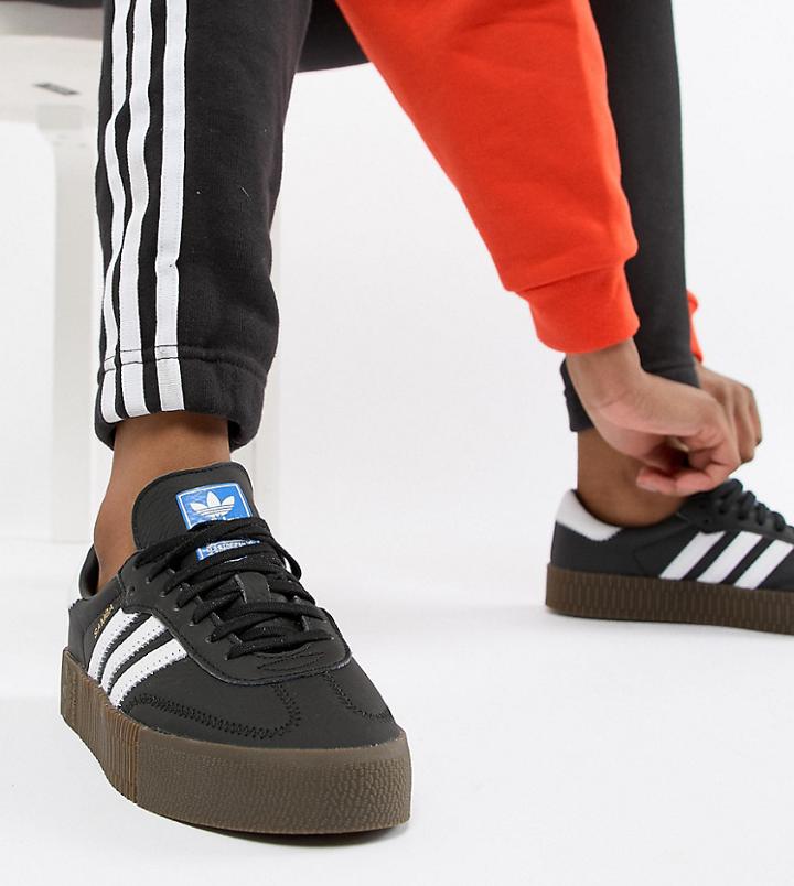 Adidas Originals Samba Rose Sneakers In Black With Dark Gum Sole - Black