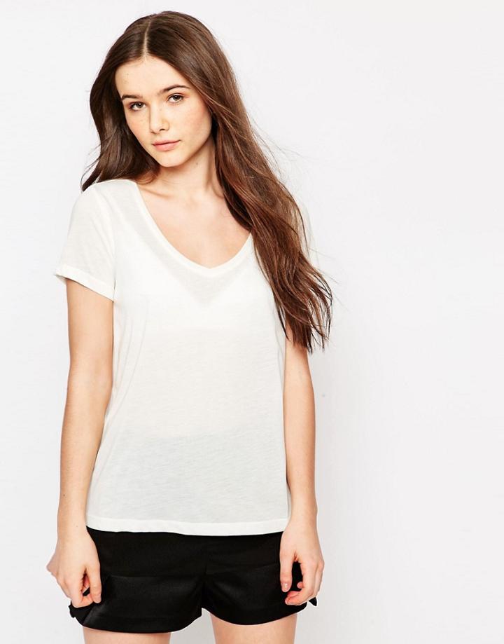 Jdy Classic White V Neck T Shirt - Jdy Classic White V
