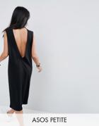 Asos Petite Midi Sleeveless T-shirt Dress With V Back - Black