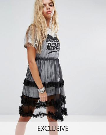 Mad But Magic Mesh Dress With Chain Strap - Black