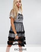 Mad But Magic Mesh Dress With Chain Strap - Black