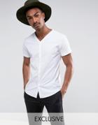 Noak Skinny Concealed Placket Shirt With Short Sleeve - White