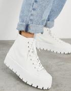 Asos Design Detra Chunky High Top Canvas Sneakers In White