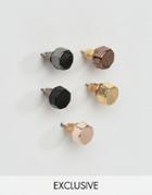 Designb London Octagon Earrings In 5 Pack - Multi