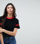 Noisy May Tall T-shirt With Arm Stripes - Black