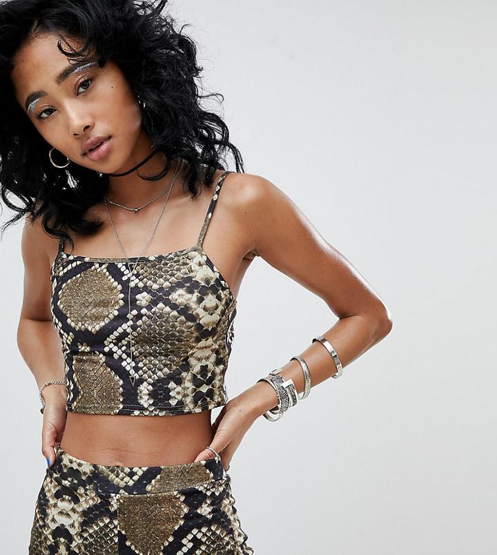 Rokoko Festival Snake Print Cami Crop Top - Multi