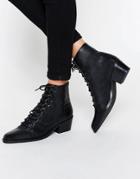 Asos Ariana Leather Lace Up Ankle Boots - Black