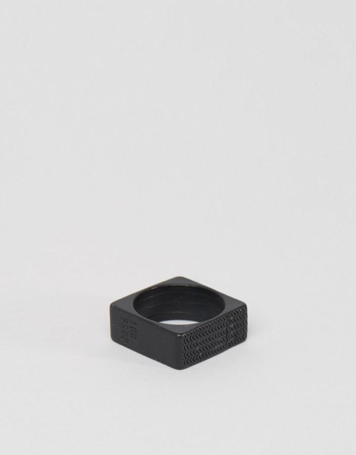 Icon Brand Square Ring In Black - Black