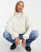 Noisy May Sleeve Detail Sweater In Cream - Cream-white