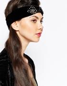 Monki Embellished Velvet Headband - Black