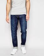 Nudie Jeans Steady Eddie Straight Fit Orange Crinkle Dark Wash - Orange Crinkle Dark