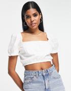 Abercrombie & Fitch Ruched Crop Top In White