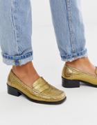 Asos Design Marley 90s Leather Loafers In Gold