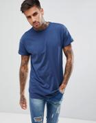 New Look T-shirt With Roll Sleeve In Dark Blue - Blue