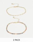 Pieces 2 Pack Beaded Bracelets In Silver