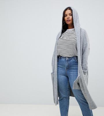 Micha Lounge Curve Maxi Cardigan With Hood - Gray