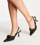 Asos Design Wide Fit Soraya Knotted Slingback Mid Heeled Shoes In Black