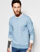 Edwin Crew Sweatshirt National Subtle Stripe In Royal Blue - Royal Blue