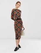 Asos Design Snake Pattern Two-piece Skirt - Multi