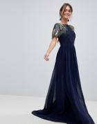 Virgos Lounge Lena Maxi Dress With Embellishment - Navy