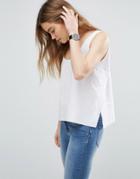 Asos Cotton Tank With Split Sides - White