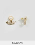 Designb London Pearl Through & Through Earrings - Gold