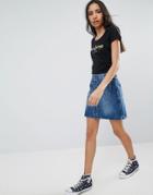 Pepe Jeans Tate Buttoned A Line Denim Skirt - Blue