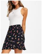 Miss Selfridge Mini Skirt In Colorful Ditsy-black