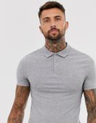 Asos Design Muscle Fit Jersey Polo In Gray Marl - Gray