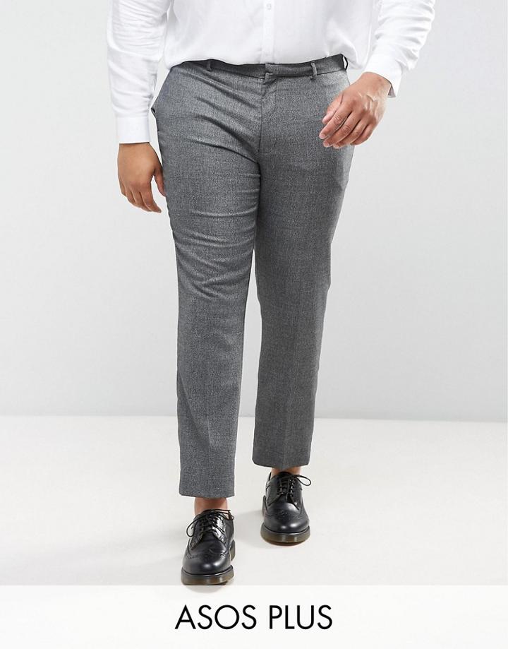 Asos Plus Wedding Skinny Suit Pant In Woven Texture In Slate Gray - Gray