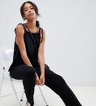 Asos Design Tall Jersey Minimal Jumpsuit With Ties - Black