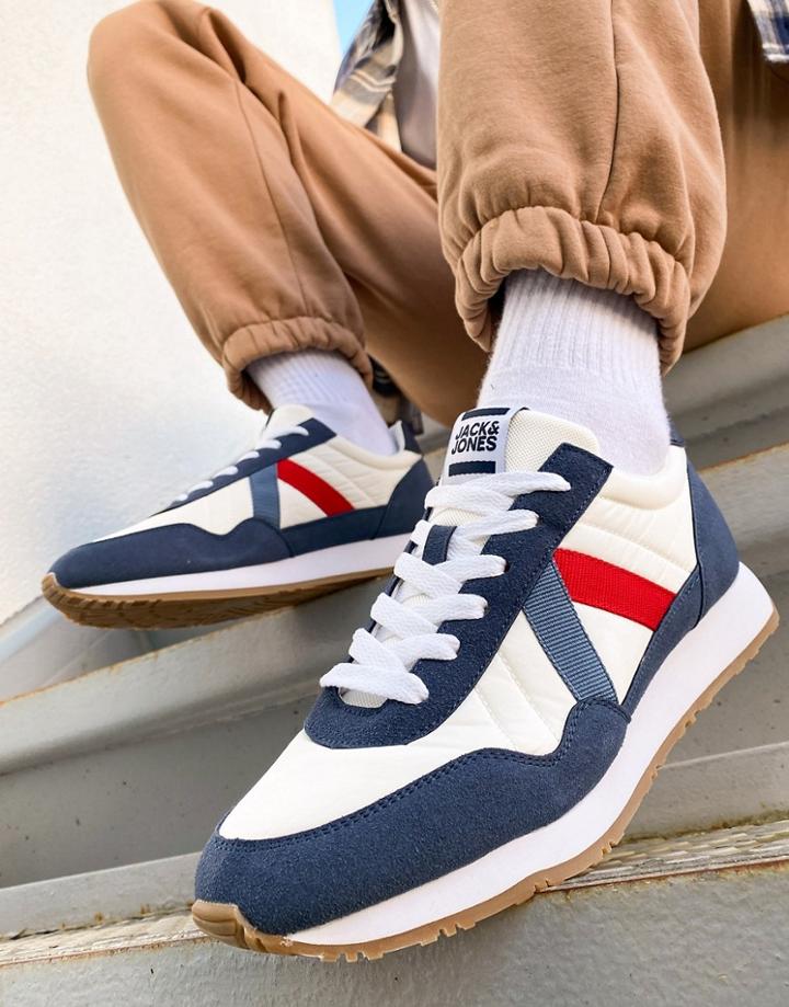 Jack & Jones Retro Sneakers In Blue And White-navy