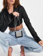 Truffle Collection Micro Mini Rhinestone Cross Body In Black