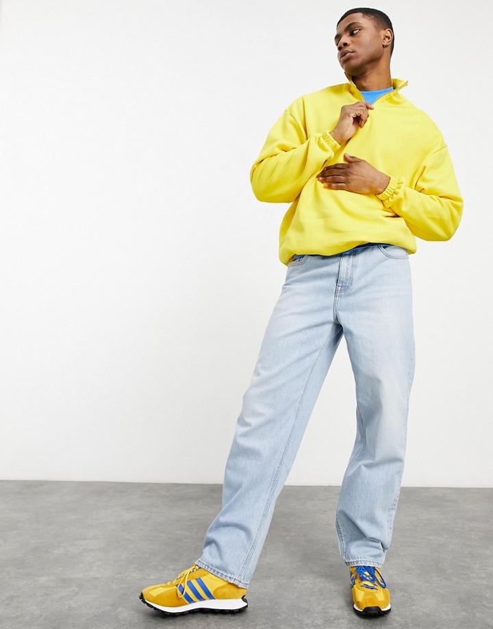 Asos Design Baggy Jeans In 'less Thirsty' Light Blue Wash-blues