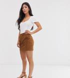 Vero Moda Petite Faux Suede Mini Skirt-brown