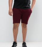 Asos Plus Jersey Skinny Shorts In Burgundy - Red