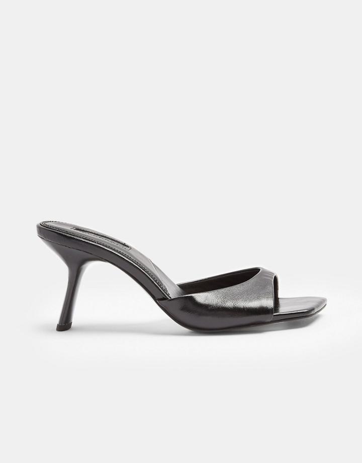 Topshop Mules With Flared Heel In Black